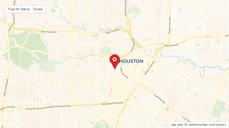 Street map of Fourth Ward, Texas with location pin