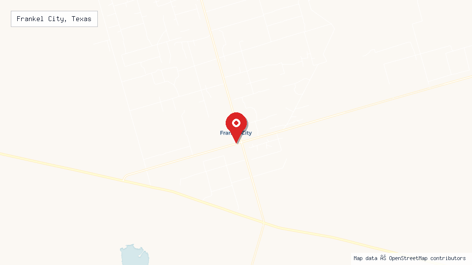 Street map of Frankel City, Texas with location pin