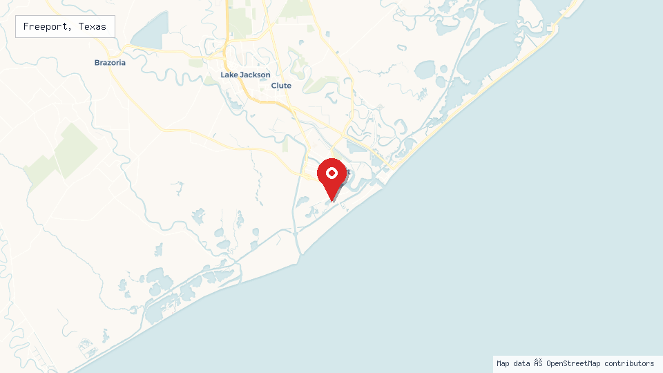 Street map of Freeport, Texas with location pin