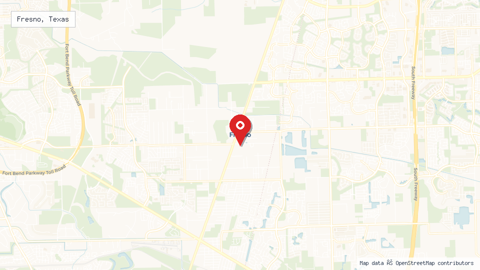 Street map of Fresno, Texas with location pin