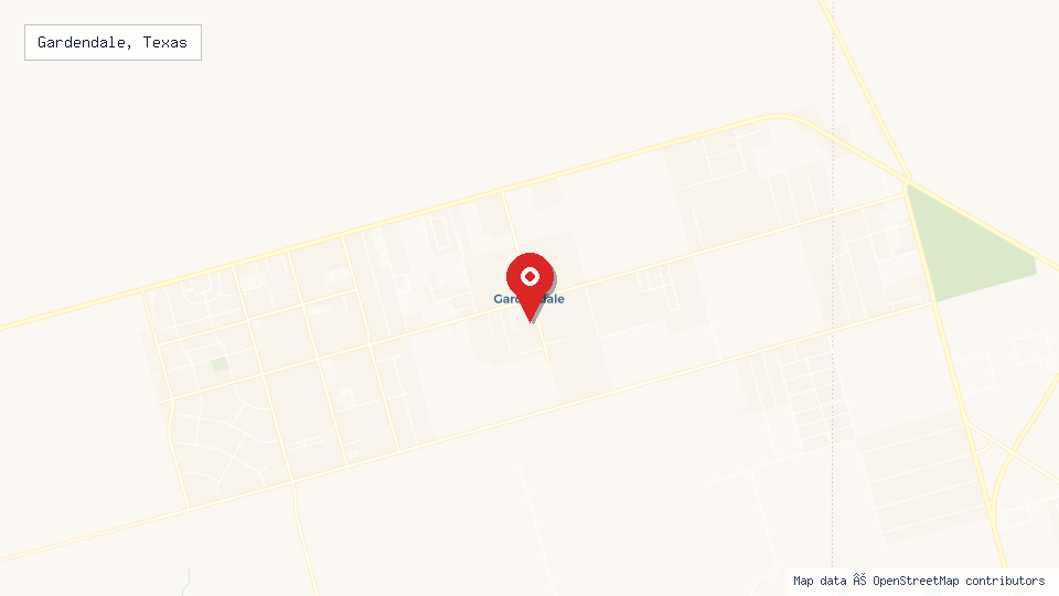 Street map of Gardendale, Texas with location pin