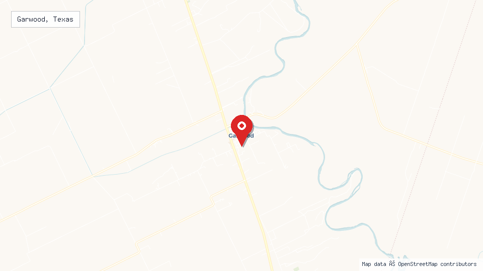 Street map of Garwood, Texas with location pin