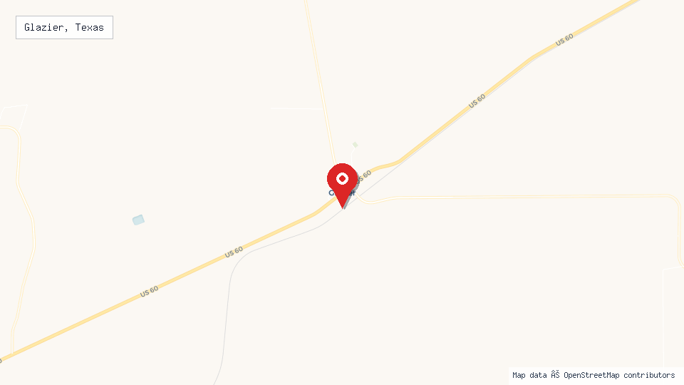 Street map of Glazier, Texas with location pin