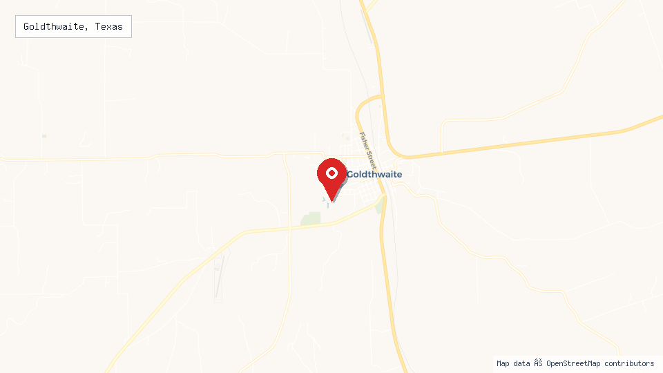 Street map of Goldthwaite, Texas with location pin