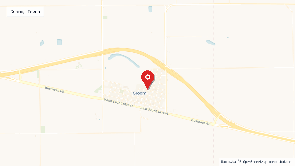 Street map of Groom, Texas with location pin