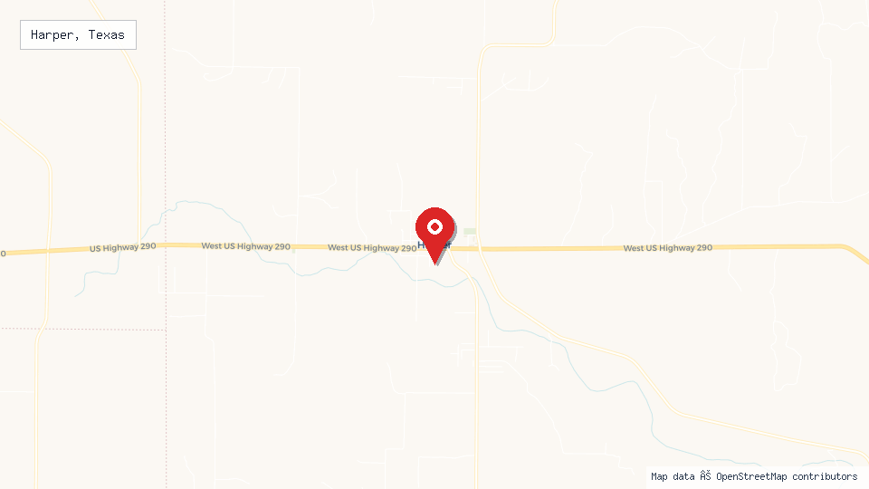 Street map of Harper, Texas with location pin