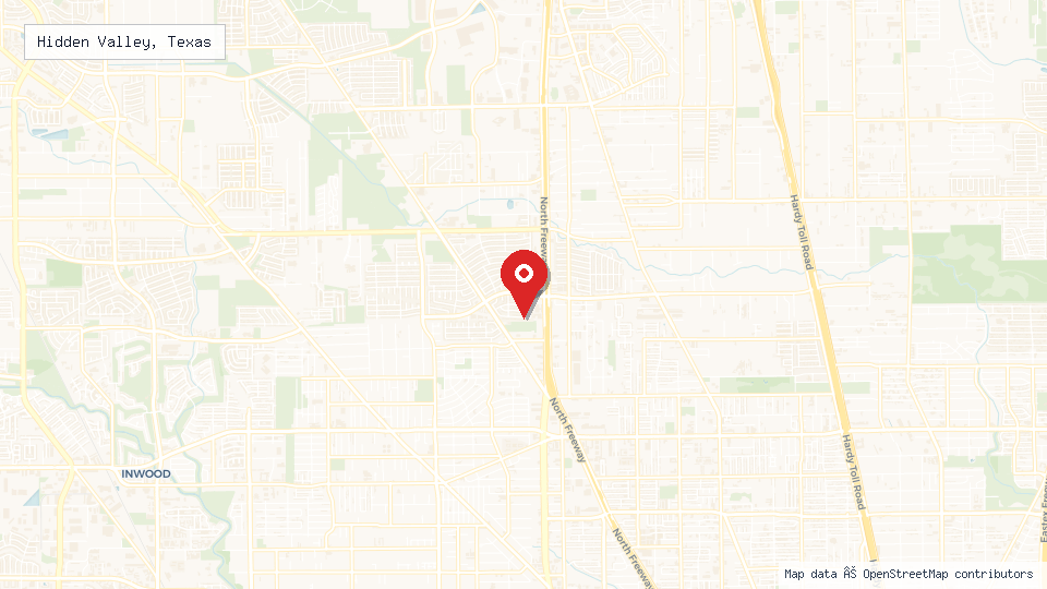 Street map of Hidden Valley, Texas with location pin