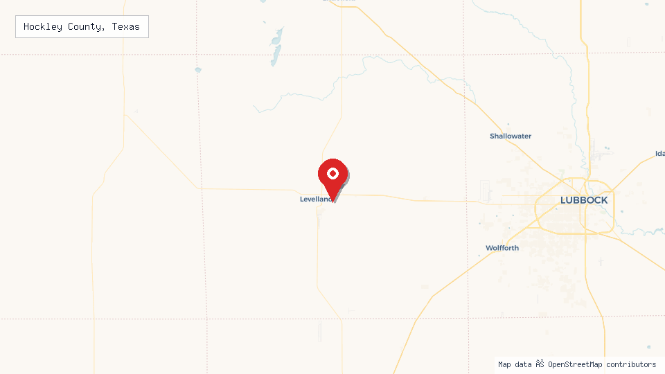 Street map of Hockley County, Texas with location pin