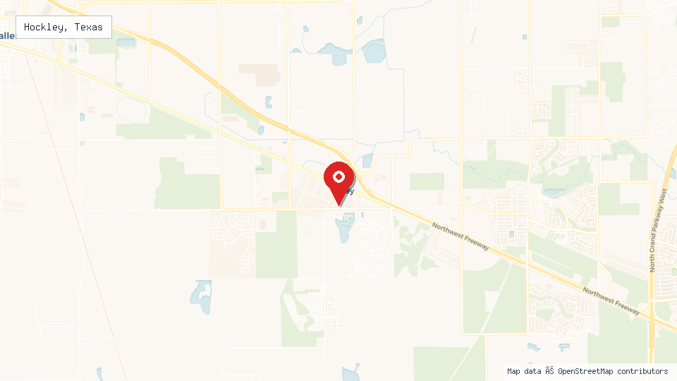 Street map of Hockley, Texas with location pin
