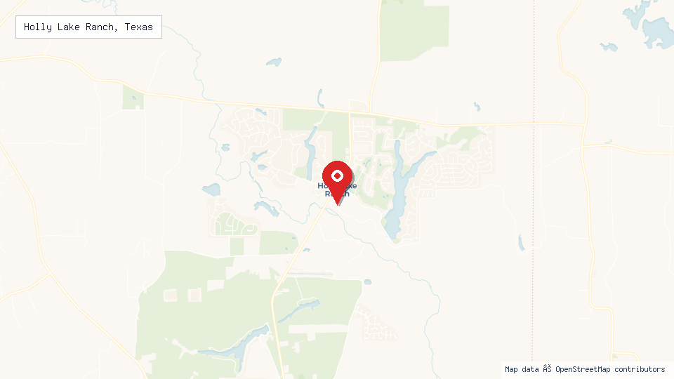 Street map of Holly Lake Ranch, Texas with location pin