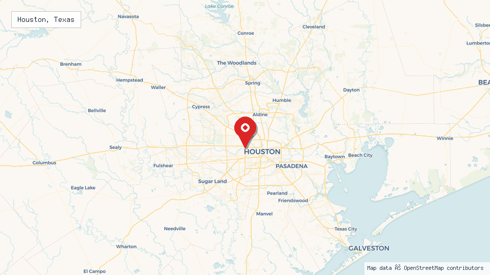 Street map of Houston, Texas with location pin