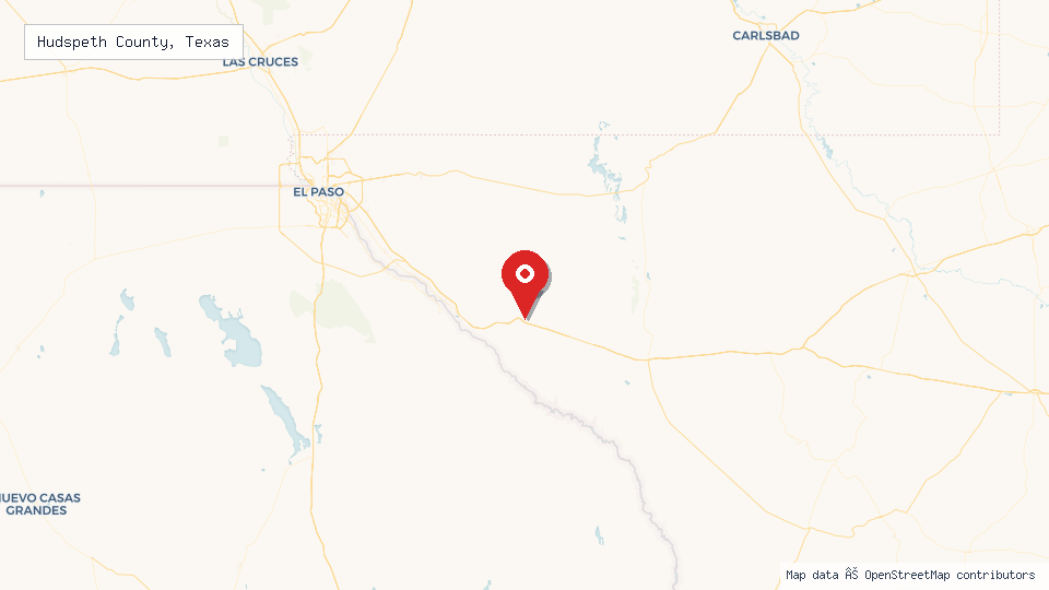 Street map of Hudspeth County, Texas with location pin