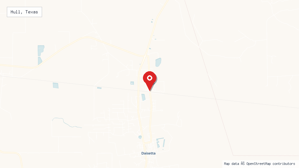Street map of Hull, Texas with location pin