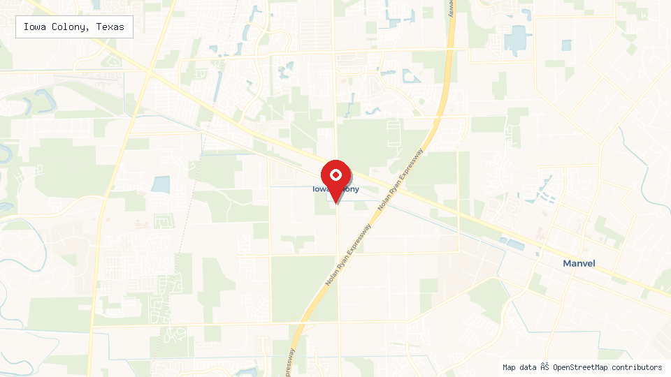 Street map of Iowa Colony, Texas with location pin