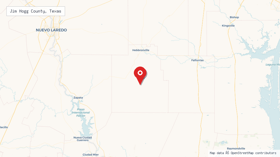 Street map of Jim Hogg County, Texas with location pin