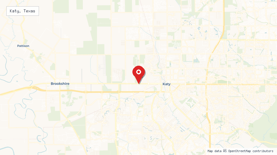 Street map of Katy, Texas with location pin