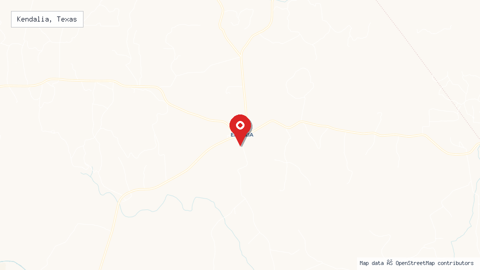 Street map of Kendalia, Texas with location pin