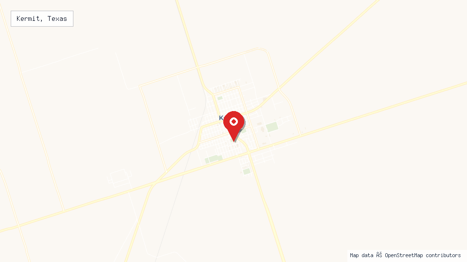 Street map of Kermit, Texas with location pin