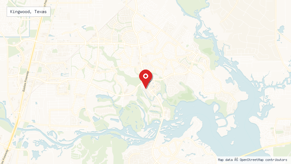 Street map of Kingwood, Texas with location pin