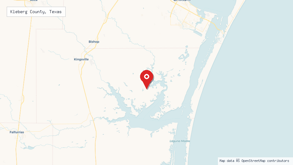 Street map of Kleberg County, Texas with location pin