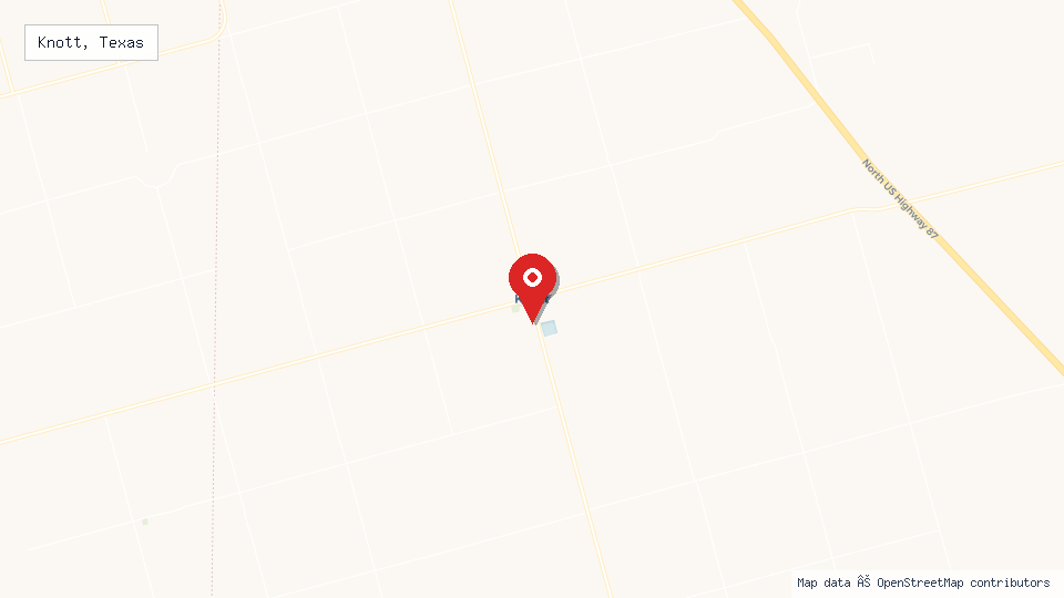 Street map of Knott, Texas with location pin