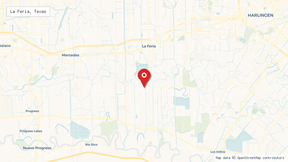 Street map of La Feria, Texas with location pin
