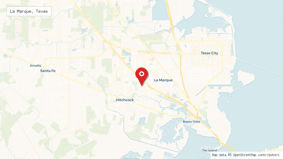 Street map of La Marque, Texas with location pin