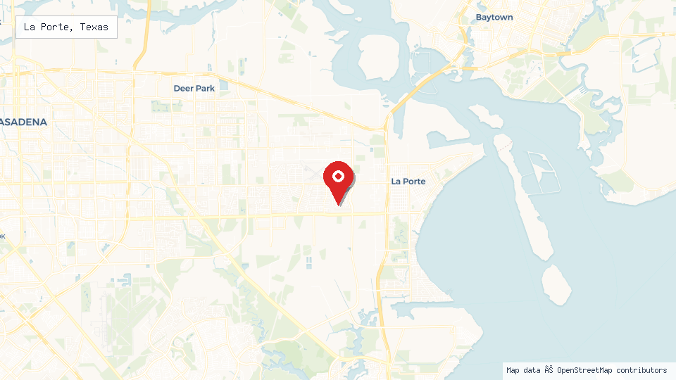 Street map of La Porte, Texas with location pin