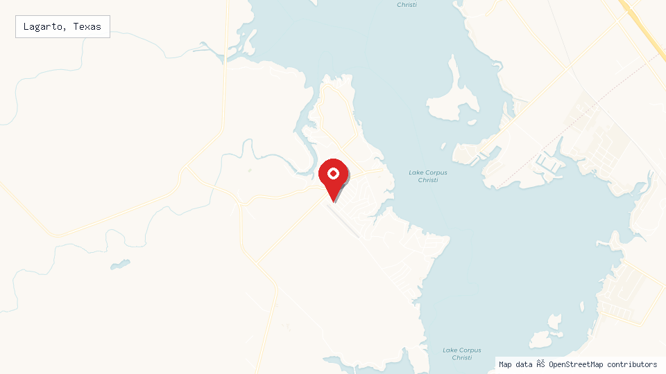 Street map of Lagarto, Texas with location pin