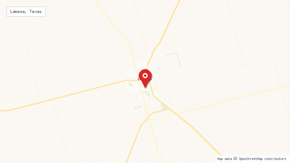 Street map of Lamesa, Texas with location pin