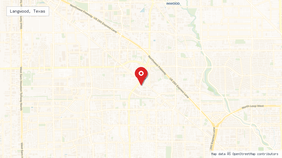 Street map of Langwood, Texas with location pin