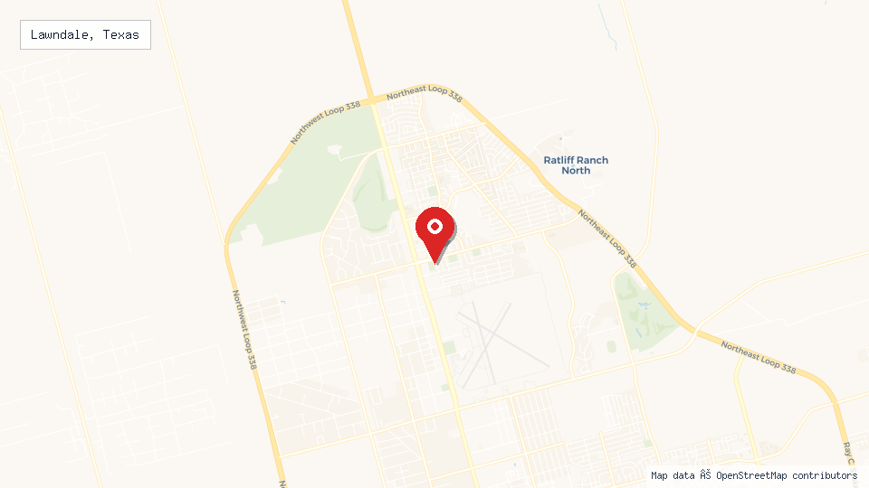 Street map of Lawndale, Texas with location pin