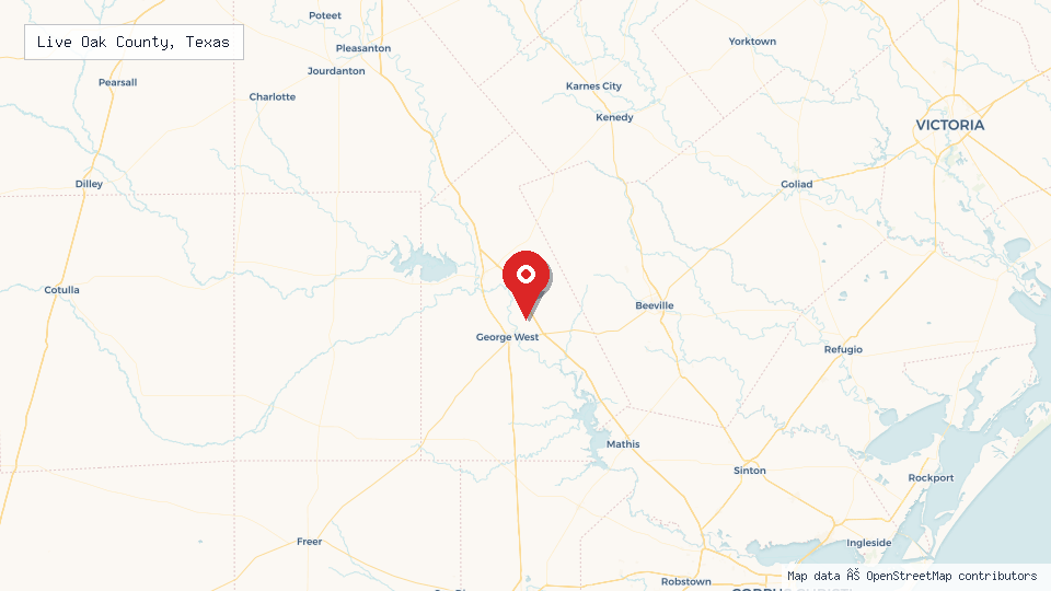Street map of Live Oak County, Texas with location pin