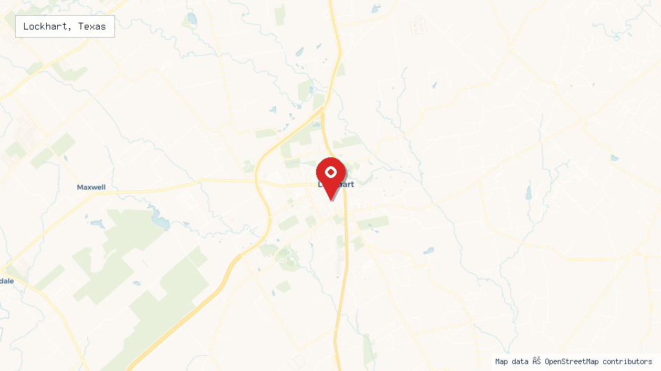 Street map of Lockhart, Texas with location pin