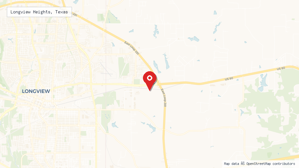 Street map of Longview Heights, Texas with location pin