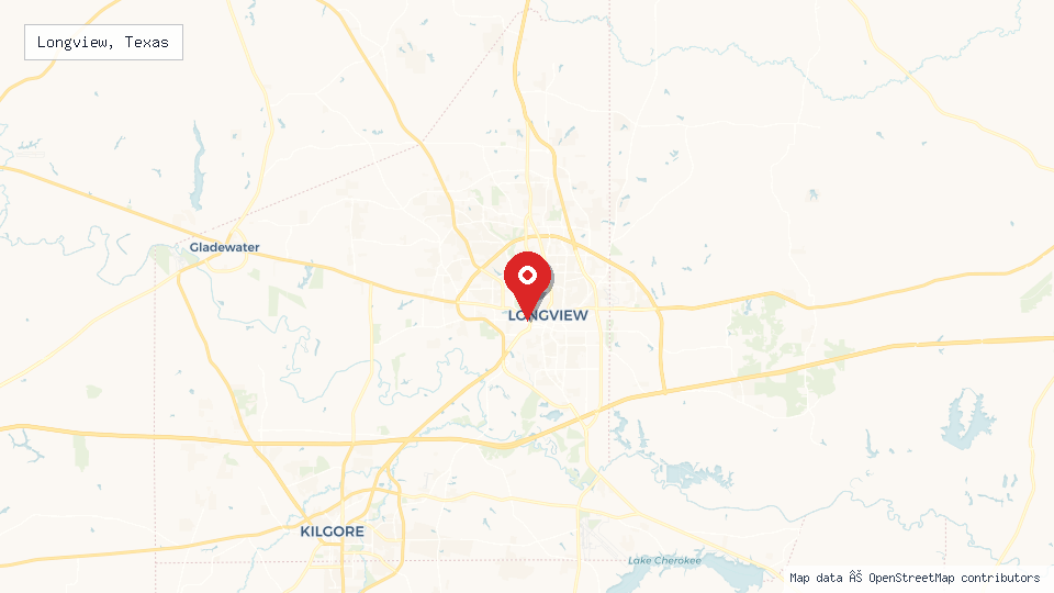 Street map of Longview, Texas with location pin
