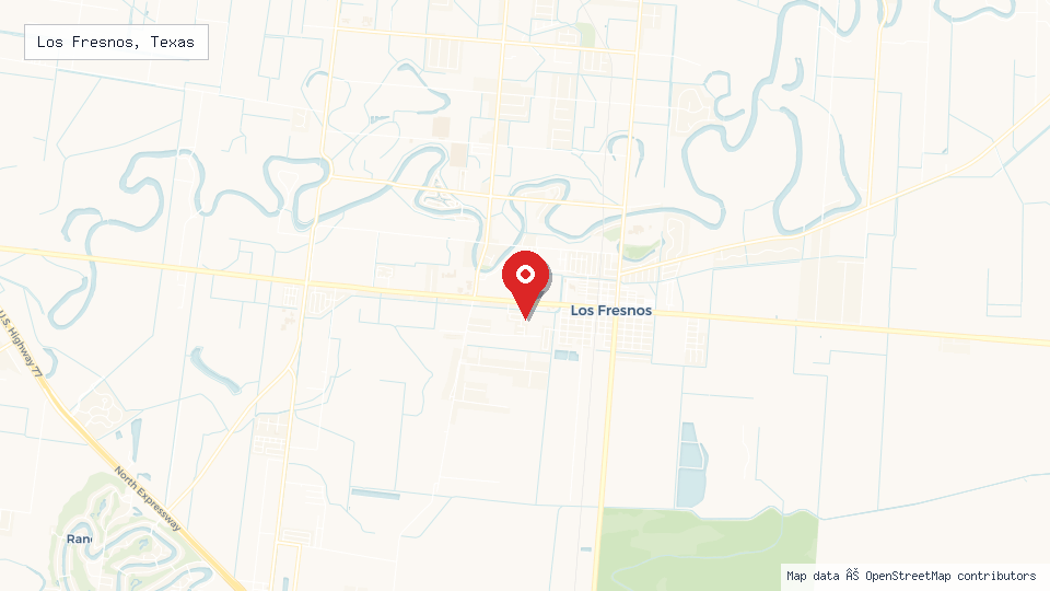 Street map of Los Fresnos, Texas with location pin