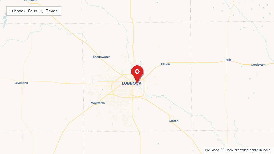 Street map of Lubbock County, Texas with location pin
