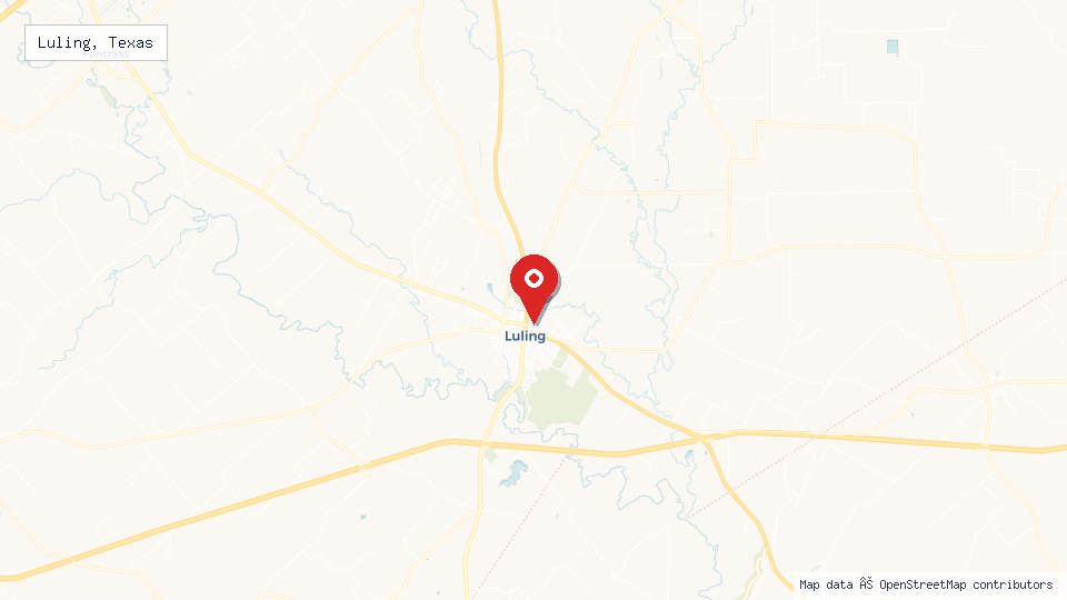 Street map of Luling, Texas with location pin