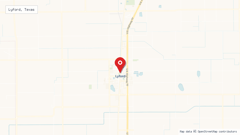 Street map of Lyford, Texas with location pin