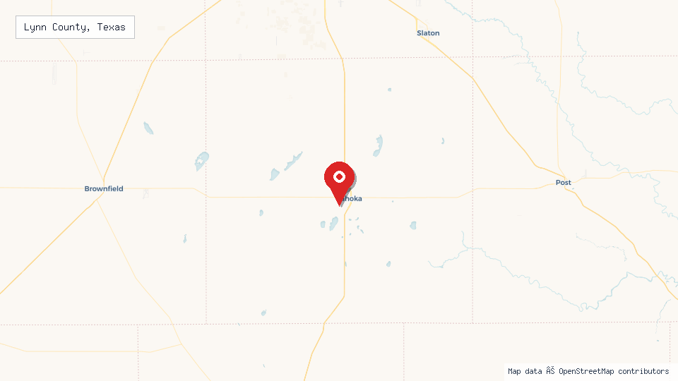 Street map of Lynn County, Texas with location pin