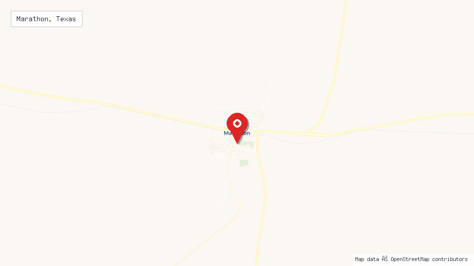 Street map of Marathon, Texas with location pin