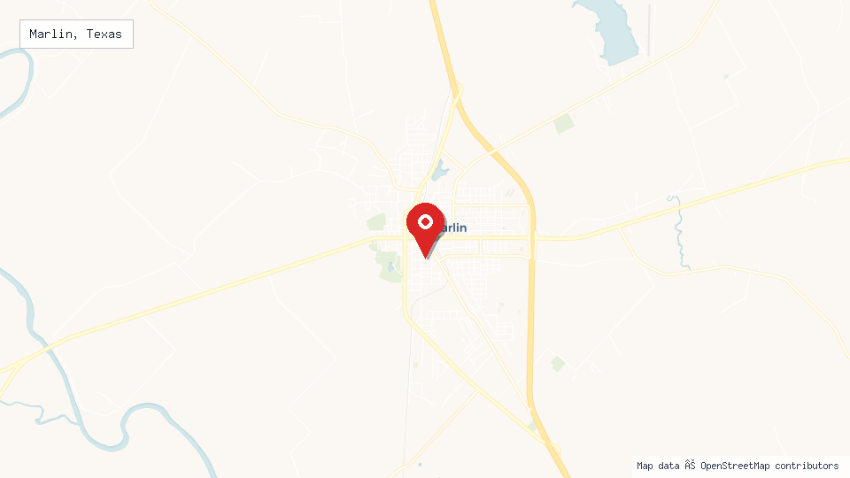 Street map of Marlin, Texas with location pin