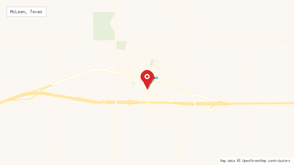 Street map of McLean, Texas with location pin