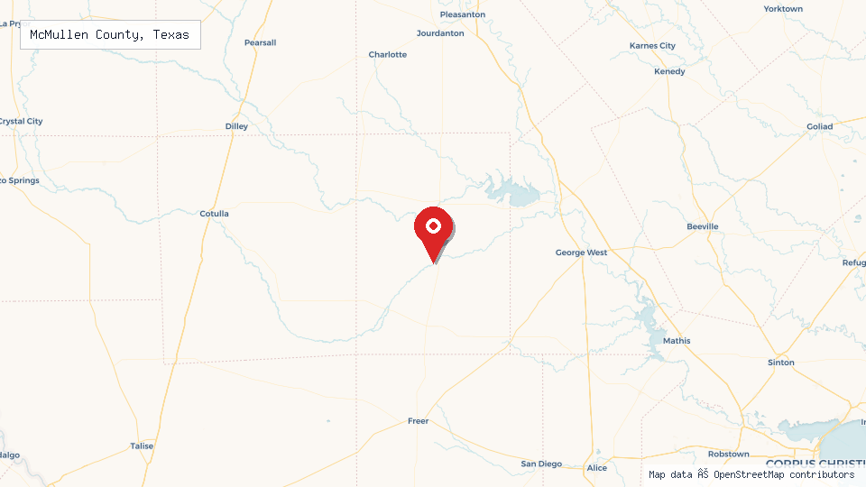 Street map of McMullen County, Texas with location pin