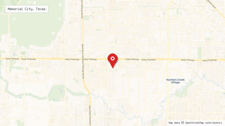 Street map of Memorial City, Texas with location pin