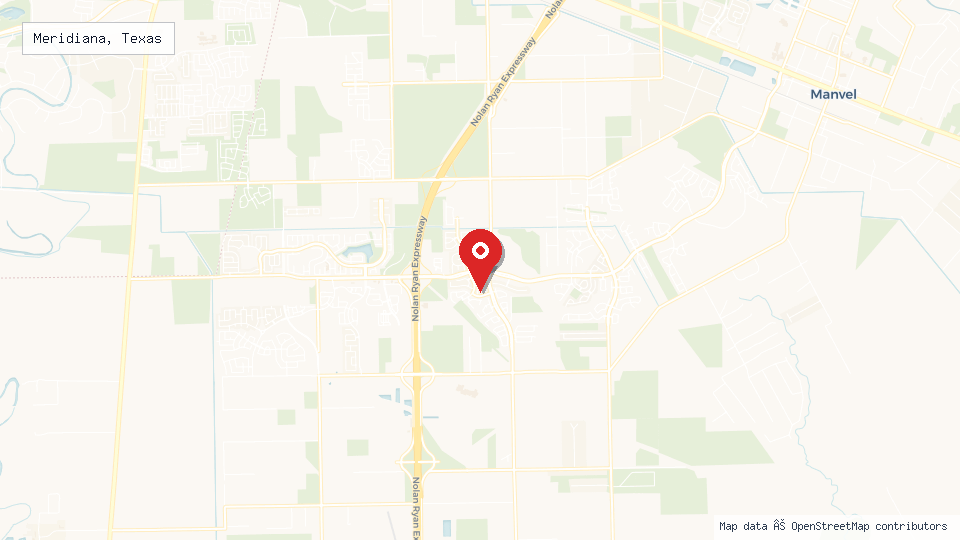 Street map of Meridiana, Texas with location pin