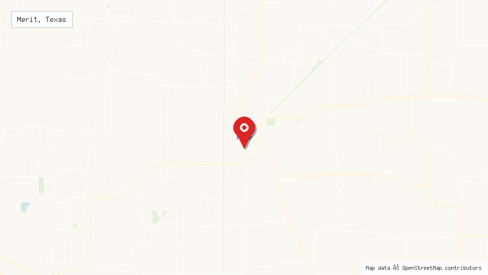Street map of Merit, Texas with location pin