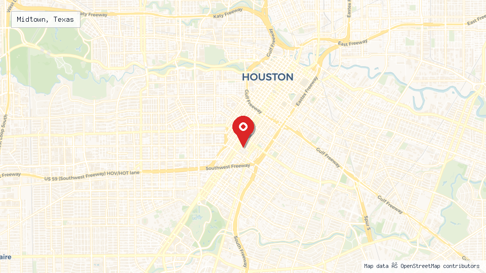 Street map of Midtown, Texas with location pin