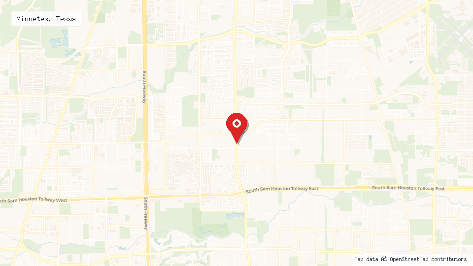 Street map of Minnetex, Texas with location pin